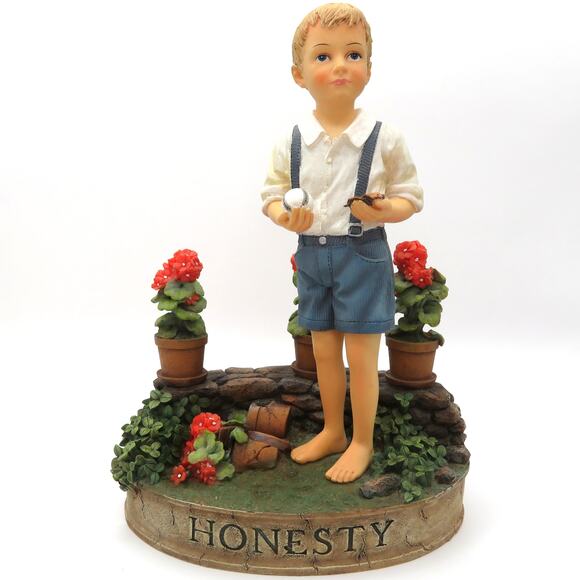 Demdaco Vintage Virtues Honesty Figurine Boy with Baseball 2003 Kathy Killip - Picture 1 of 12